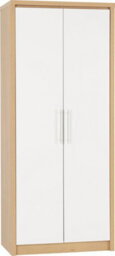 Seconique Seville 2 Door Wardrobe In White High Gloss Light Oak Effect Veneer - thumbnail 8