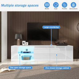 Matteo 180Cm Modern High-Gloss Led Tv Cabinet - White - thumbnail 9