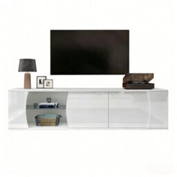 Matteo 180Cm Modern High-Gloss Led Tv Cabinet - White - thumbnail 5
