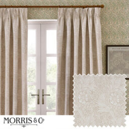Morris & Co Marigold Jacquard Floral Room Darkening Pencil Pleat Curtain Pair Stone (W)229Cm X (D)229Cm - thumbnail 1