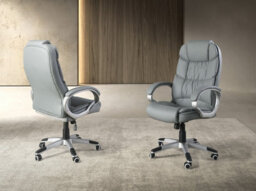 Angel Cerda Stylish Grey Leatherette Swivel Office Chair For Modern Workspaces - thumbnail 2