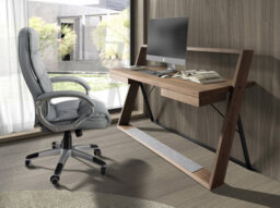 Angel Cerda Stylish Grey Leatherette Swivel Office Chair For Modern Workspaces - thumbnail 3