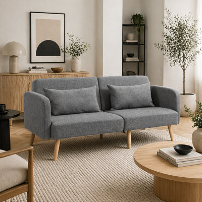 Wyld Haus Torive Nove Grey 2-Seater Click-Clack Sofa Bed With Cushions, Double Bed 140X200Cm - image 1