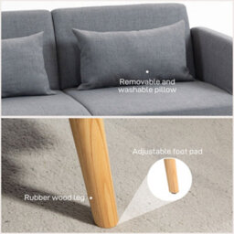 Wyld Haus Torive Nove Grey 2-Seater Click-Clack Sofa Bed With Cushions, Double Bed 140X200Cm - thumbnail 7