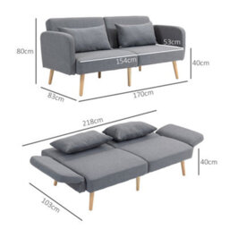 Wyld Haus Torive Nove Grey 2-Seater Click-Clack Sofa Bed With Cushions, Double Bed 140X200Cm - thumbnail 3