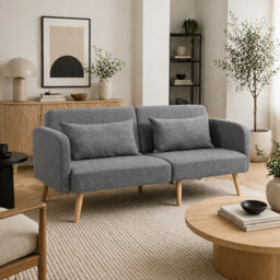 Wyld Haus Torive Nove Grey 2-Seater Click-Clack Sofa Bed With Cushions, Double Bed 140X200Cm - thumbnail 1