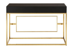 Orsina  Vintage Design Console Table, Spacious Lounge Table With Black Mirrored Top, Reflective Gold Finish Table - thumbnail 4