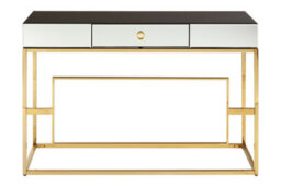 Orsina  Vintage Design Console Table, Spacious Lounge Table With Black Mirrored Top, Reflective Gold Finish Table - thumbnail 1