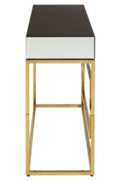 Orsina  Vintage Design Console Table, Spacious Lounge Table With Black Mirrored Top, Reflective Gold Finish Table - thumbnail 3