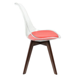 Fusion Living Soho Clear And Red Plastic Dining Chair With Squared Dark Wood Legs - thumbnail 6