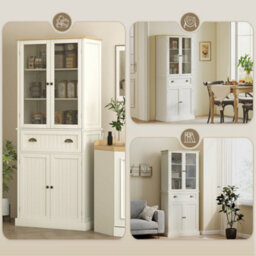 Wyld Haus Fidozi 5-Tier Cream White Freestanding Kitchen Pantry Cabinet With Adjustable Shelves And Drawer 76W X 40D X 182.5H Cm - thumbnail 8
