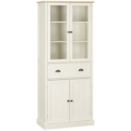 Wyld Haus Fidozi 5-Tier Cream White Freestanding Kitchen Pantry Cabinet With Adjustable Shelves And Drawer 76W X 40D X 182.5H Cm - thumbnail 1