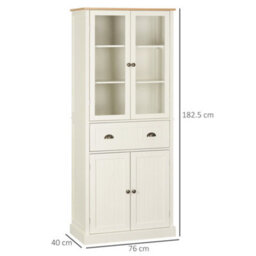 Wyld Haus Fidozi 5-Tier Cream White Freestanding Kitchen Pantry Cabinet With Adjustable Shelves And Drawer 76W X 40D X 182.5H Cm - thumbnail 3