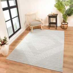Livabliss Le Mans-Modern White 3D High & Low Pile Textured In- & Outdoor Rug 160 X 220 Cm Easy Care, Non Shedding - thumbnail 2