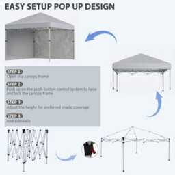 Outsunny 3X3 M Pop Up Gazebo Party Tent, 2 Sidewalls, Weight Bags Light Grey - thumbnail 5