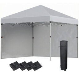 Outsunny 3X3 M Pop Up Gazebo Party Tent, 2 Sidewalls, Weight Bags Light Grey - thumbnail 2