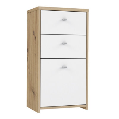 Furniture To Go Best Chest Storage Cabinet 2 Drawers 1 Door In Artisan Oak/white - image 1