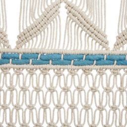 Wyld And Coco Hand-Made Cotton Wall Hanging Beige With Blue Fringe Boho Rustic 66 X 141 Cm - thumbnail 5