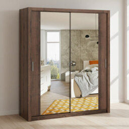 Bono Sz180 Monastery Oak Sliding Wardrobe With Mirror Space Saving Storage For Modern Bedrooms - thumbnail 1