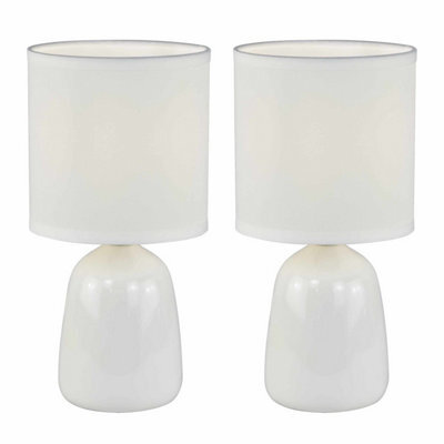 First Choice Lighting Cleo Set Of 2 White Ceramic 26Cm Lamps With Shades - image 1