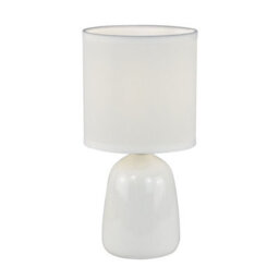 First Choice Lighting Cleo Set Of 2 White Ceramic 26Cm Lamps With Shades - thumbnail 2