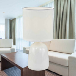 First Choice Lighting Cleo Set Of 2 White Ceramic 26Cm Lamps With Shades - thumbnail 4