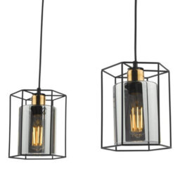 Pagazzi Lighting Pagazzi Sabrina 3 Light Black And Smoked Glass Pendant Bar - thumbnail 6