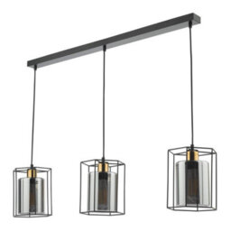 Pagazzi Lighting Pagazzi Sabrina 3 Light Black And Smoked Glass Pendant Bar - thumbnail 4