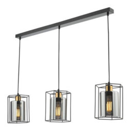 Pagazzi Lighting Pagazzi Sabrina 3 Light Black And Smoked Glass Pendant Bar - thumbnail 3