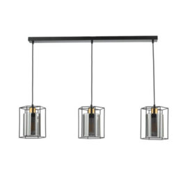 Pagazzi Lighting Pagazzi Sabrina 3 Light Black And Smoked Glass Pendant Bar - thumbnail 2