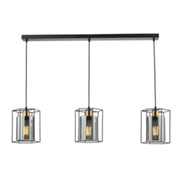 Pagazzi Lighting Pagazzi Sabrina 3 Light Black And Smoked Glass Pendant Bar - thumbnail 1