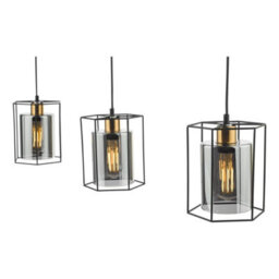 Pagazzi Lighting Pagazzi Sabrina 3 Light Black And Smoked Glass Pendant Bar - thumbnail 8