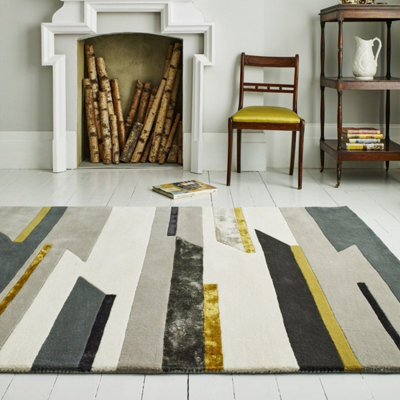 Mustard Wool Handmade Luxurious Modern Abstract Rug For Living Room And Bedroom-200Cm X 300Cm - image 1