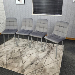 Kosy Koala Dining Table And 4 Chairs Round Glass Table With 4 Grey Velvet Chairs Dining Room Furniture Set - thumbnail 6