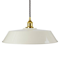 Clay White Large Chancery Painted Dome Pendant Light With Gold Lamp Holder And Black Twisted Cable - Se Home - thumbnail 1