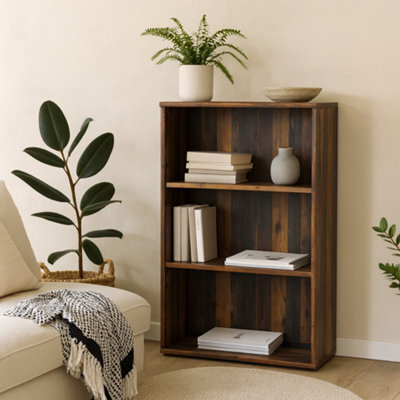 Wyld Haus Bucharest Wide 2-Shelf Tall Wooden Bookcase In Vintage Oak - image 1