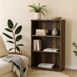 Wyld Haus Bucharest Wide 2-Shelf Tall Wooden Bookcase In Vintage Oak - thumbnail 1
