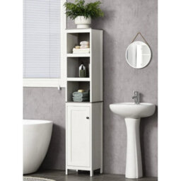 Tall Narrow Bathroom Cabinet Slim Storage Unit Cupboard Shelves - thumbnail 3