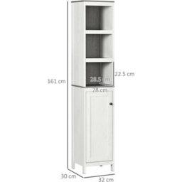 Tall Narrow Bathroom Cabinet Slim Storage Unit Cupboard Shelves - thumbnail 2