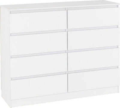 Seconique Malvern 8 Drawer Chest White Recessed Handles - image 1