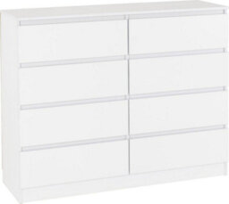 Seconique Malvern 8 Drawer Chest White Recessed Handles - thumbnail 1