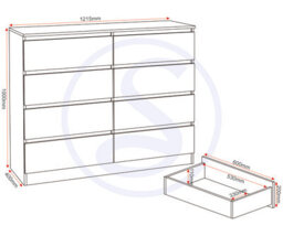 Seconique Malvern 8 Drawer Chest White Recessed Handles - thumbnail 9