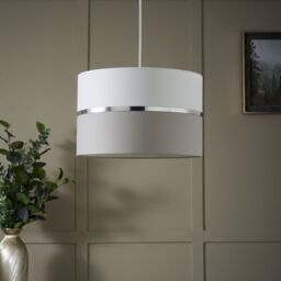 Inlight Isonoe Grey & White Drum Cylinder Light Shade (D)30Cm - thumbnail 2