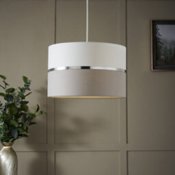 Inlight Isonoe Grey & White Drum Cylinder Light Shade (D)30Cm - thumbnail 1