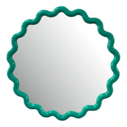 Deenz Striking Wave Edges Design Round Wall-Mounted Playful Ideal Mirror Green Hues Glass And Pp Framed 50 X 2.5 Cm - thumbnail 1