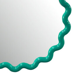 Deenz Striking Wave Edges Design Round Wall-Mounted Playful Ideal Mirror Green Hues Glass And Pp Framed 50 X 2.5 Cm - thumbnail 3