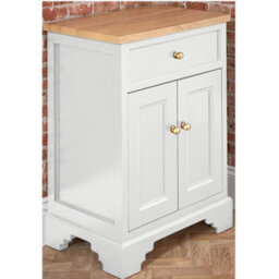 Homestylestore 645mm Antique White And Oak Bathroom Vanity Unit With Gold Round Handles
