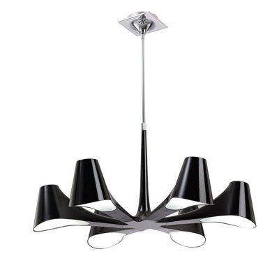 Luminosa Lighting Luminosa Ora Telescopic Convertible To Semi Flush 6 Light E27, Gloss Black/polished Chrome - image 1