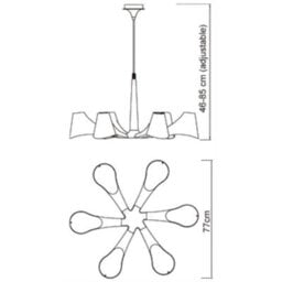Luminosa Lighting Luminosa Ora Telescopic Convertible To Semi Flush 6 Light E27, Gloss Black/polished Chrome - thumbnail 8