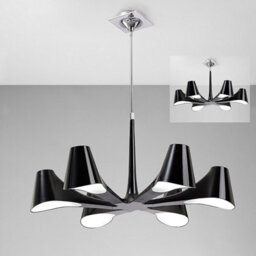 Luminosa Lighting Luminosa Ora Telescopic Convertible To Semi Flush 6 Light E27, Gloss Black/polished Chrome - thumbnail 2